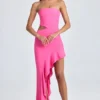 Rochie maxi Acelynn cu decupaje și volane, în stil bandeau, în roz Lollipop Rochie maxi Acelynn cu decupaje și volane, în stil bandeau, în roz Lollipop
