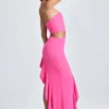 Rochie maxi Acelynn cu decupaje și volane, în stil bandeau, în roz Lollipop Rochie maxi Acelynn cu decupaje și volane, în stil bandeau, în roz Lollipop