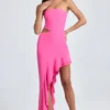 Rochie maxi Acelynn cu decupaje și volane, în stil bandeau, în roz Lollipop Rochie maxi Acelynn cu decupaje și volane, în stil bandeau, în roz Lollipop