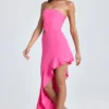 Rochie maxi Acelynn cu decupaje și volane, în stil bandeau, în roz Lollipop Rochie maxi Acelynn cu decupaje și volane, în stil bandeau, în roz Lollipop