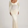 Rochie maxi Alila cu detalii cu fundă și volane, în culoarea Ivory Rochie maxi Alila cu detalii cu fundă și volane, în culoarea Ivory