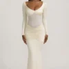 Rochie maxi Alila cu detalii cu fundă și volane, în culoarea Ivory Rochie maxi Alila cu detalii cu fundă și volane, în culoarea Ivory