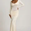 Rochie maxi Alila cu detalii cu fundă și volane, în culoarea Ivory Rochie maxi Alila cu detalii cu fundă și volane, în culoarea Ivory