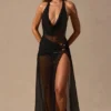 Rochie Maxi Anaya cu guler în V și decolteu adânc, în culoare neagră Rochie Maxi Anaya cu guler în V și decolteu adânc, în culoare neagră