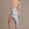 Rochie maxi asimetrică cu decolteu adânc și ornamente Vivienne Premium, argintie Rochie maxi asimetrică cu decolteu adânc și ornamente Vivienne Premium, argintie