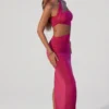 Rochie maxi asimetrică cu decolteu drapat și decupaje Suvi, în culoarea fucsia Rochie maxi asimetrică cu decolteu drapat și decupaje Suvi, în culoarea fucsia