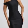 Rochie maxi asimetrică cu un umăr, cu volane, Akeeva, negru Rochie maxi asimetrică cu un umăr, cu volane, Akeeva, negru