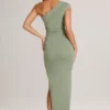 Rochie maxi asimetrică cu volane Maude din modal, în culoarea verde salvie Rochie maxi asimetrică cu volane Maude din modal, în culoarea verde salvie