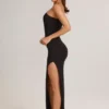 Rochie maxi asimetrică cu volane Maude din modal, negru Rochie maxi asimetrică cu volane Maude din modal, negru