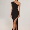 Rochie maxi asimetrică cu volane Maude din modal, negru Rochie maxi asimetrică cu volane Maude din modal, negru