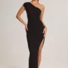 Rochie maxi asimetrică cu volane Maude din modal, negru Rochie maxi asimetrică cu volane Maude din modal, negru