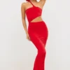 Rochie maxi asimetrică din jersey Kalina în roșu stacojiu Rochie maxi asimetrică din jersey Kalina în roșu stacojiu