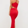Rochie maxi asimetrică din jersey Kalina în roșu stacojiu Rochie maxi asimetrică din jersey Kalina în roșu stacojiu