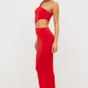 Rochie maxi asimetrică din jersey Kalina în roșu stacojiu Rochie maxi asimetrică din jersey Kalina în roșu stacojiu