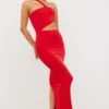 Rochie maxi asimetrică din jersey Kalina în roșu stacojiu Rochie maxi asimetrică din jersey Kalina în roșu stacojiu