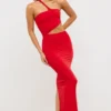 Rochie maxi asimetrică din jersey Kalina în roșu stacojiu Rochie maxi asimetrică din jersey Kalina în roșu stacojiu