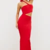 Rochie maxi asimetrică din jersey Kalina în roșu stacojiu Rochie maxi asimetrică din jersey Kalina în roșu stacojiu