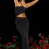 Rochie maxi asimetrică din jersey Kalina, negru