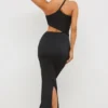 Rochie maxi asimetrică din jersey Kalina, negru