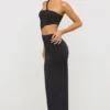 Rochie maxi asimetrică din jersey Kalina, negru
