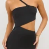 Rochie maxi asimetrică din jersey Kalina, negru