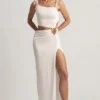 Rochie maxi asimetrică din jersey texturat Imara, alb Rochie maxi asimetrică din jersey texturat Imara, alb