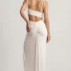 Rochie maxi asimetrică din jersey texturat Imara, alb Rochie maxi asimetrică din jersey texturat Imara, alb