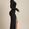Rochie Maxi asimetrică drapată Blythe, negru Rochie Maxi asimetrică drapată Blythe, negru