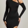 Rochie Maxi asimetrică drapată Blythe, negru Rochie Maxi asimetrică drapată Blythe, negru