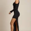 Rochie Maxi asimetrică drapată Blythe, negru Rochie Maxi asimetrică drapată Blythe, negru