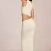 Rochie Maxi asimetrică drapată Calisse, culoare Ivory Rochie Maxi asimetrică drapată Calisse, culoare Ivory