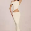 Rochie Maxi asimetrică drapată Calisse, culoare Ivory Rochie Maxi asimetrică drapată Calisse, culoare Ivory