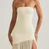 Rochie maxi asimetrică fără bretele, cu coadă de pește, Melina, în culoarea Ivory Rochie maxi asimetrică fără bretele, cu coadă de pește, Melina, în culoarea Ivory