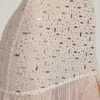 Rochie maxi asimetrică Kerra, semi-transparentă, cu ornamente, în culoarea albă