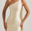 Rochie Maxi asimetrică Sheril cu detaliu eșarfă, culoare ivoriu