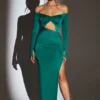 Rochie maxi Audra cu decupaje, verde smarald Rochie maxi Audra cu decupaje, verde smarald