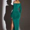Rochie maxi Audra cu decupaje, verde smarald Rochie maxi Audra cu decupaje, verde smarald