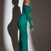 Rochie maxi Audra cu decupaje, verde smarald Rochie maxi Audra cu decupaje, verde smarald