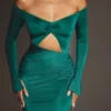 Rochie maxi Audra cu decupaje, verde smarald Rochie maxi Audra cu decupaje, verde smarald