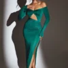Rochie maxi Audra cu decupaje, verde smarald Rochie maxi Audra cu decupaje, verde smarald