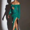 Rochie maxi Audra cu decupaje, verde smarald Rochie maxi Audra cu decupaje, verde smarald