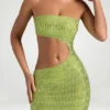 Rochie maxi bandeau cu decupaje și ornamente Alamea, verde pară