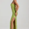 Rochie maxi bandeau cu decupaje și ornamente Alamea, verde pară
