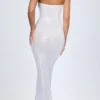 Rochie maxi bandeau cu decupaje și ornamente Kinsley, albă