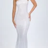 Rochie maxi bandeau cu decupaje și ornamente Kinsley, albă