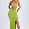 Rochie maxi bandeau cu decupaje Kaikoa în verde pară