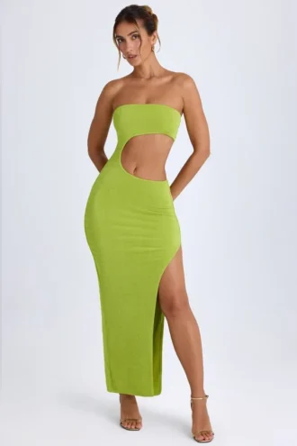 Rochie maxi bandeau cu decupaje Kaikoa în verde pară