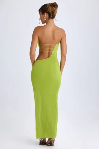 Rochie maxi bandeau cu decupaje Kaikoa în verde pară