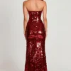 Rochie maxi bandeau cu ornamente 3D Nottola, roșie