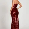 Rochie maxi bandeau cu ornamente 3D Nottola, roșie